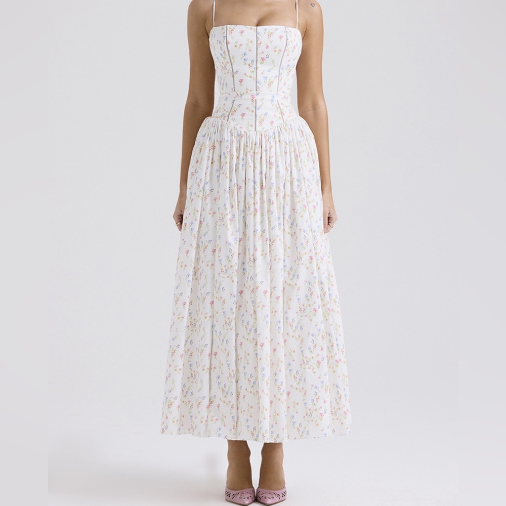 House of CB Ysabella White Posy Print Maxi Sundress
